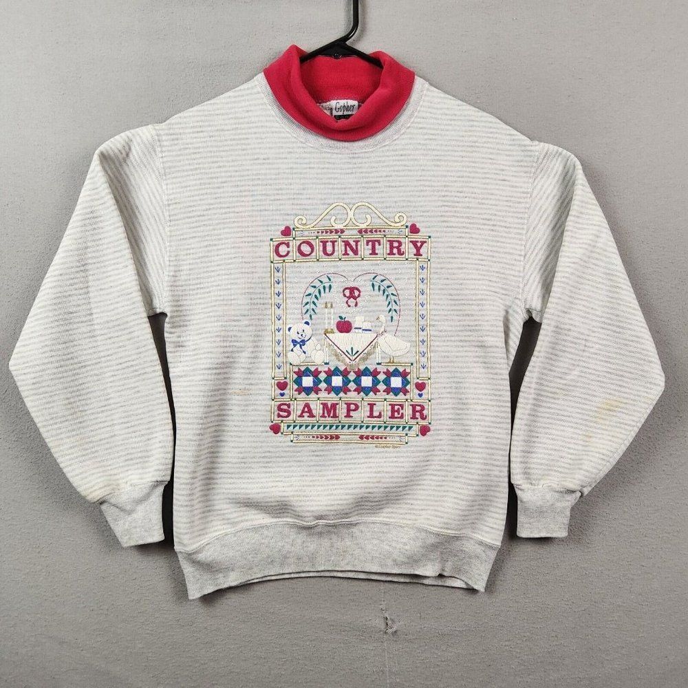 Vintage Gopher Sport Turtleneck Sweatshirt Country Grandma Core M